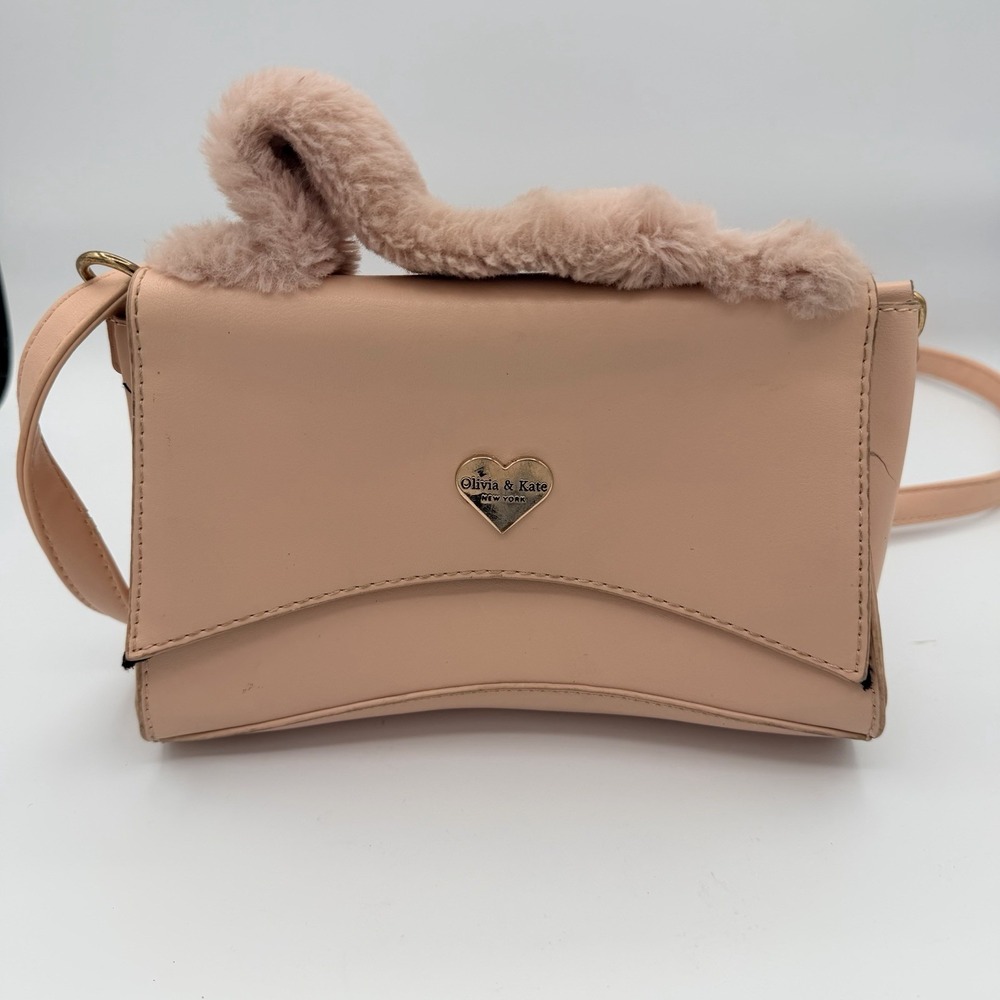 Olivia & Kate Pink Baguette Shoulder Bag Fur Handle Y2K Mini Purse Dainty Diva